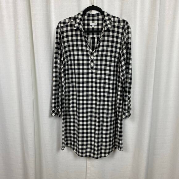 J.Jill Black&White Gingham Tunic Shift Dress Sz.M - Picture 4 of 14